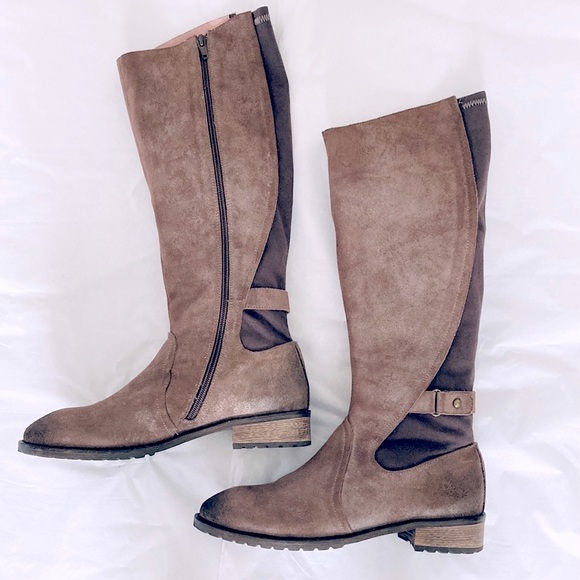 TILLY ROSE brown leather suede knee high Boots SIZE 38 - Picture 3 of 12